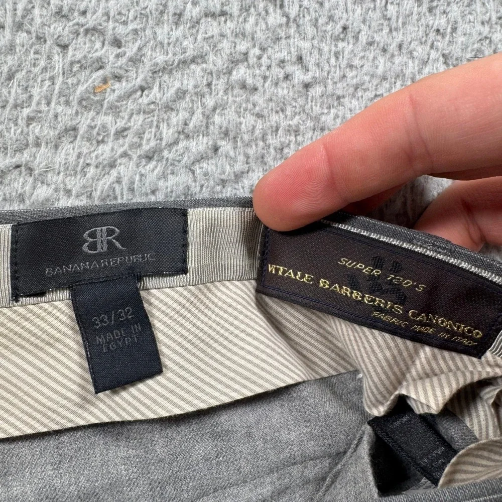 Banana Republic Vitale Barberis Canonico Gray Pinstripe Wool Dress Pants 33x31